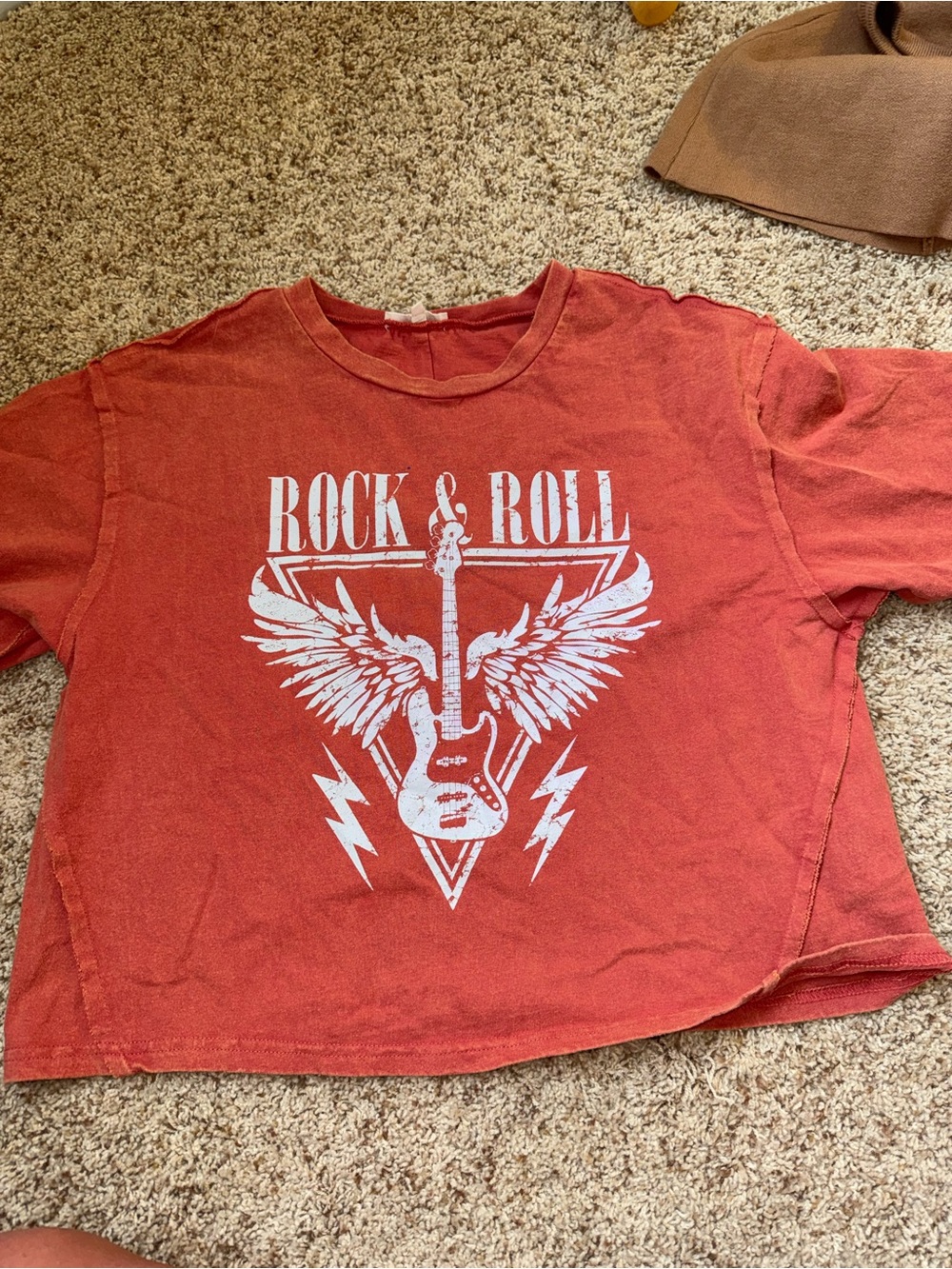 Boutique Rock & Roll Graphic Tee - Rust Red